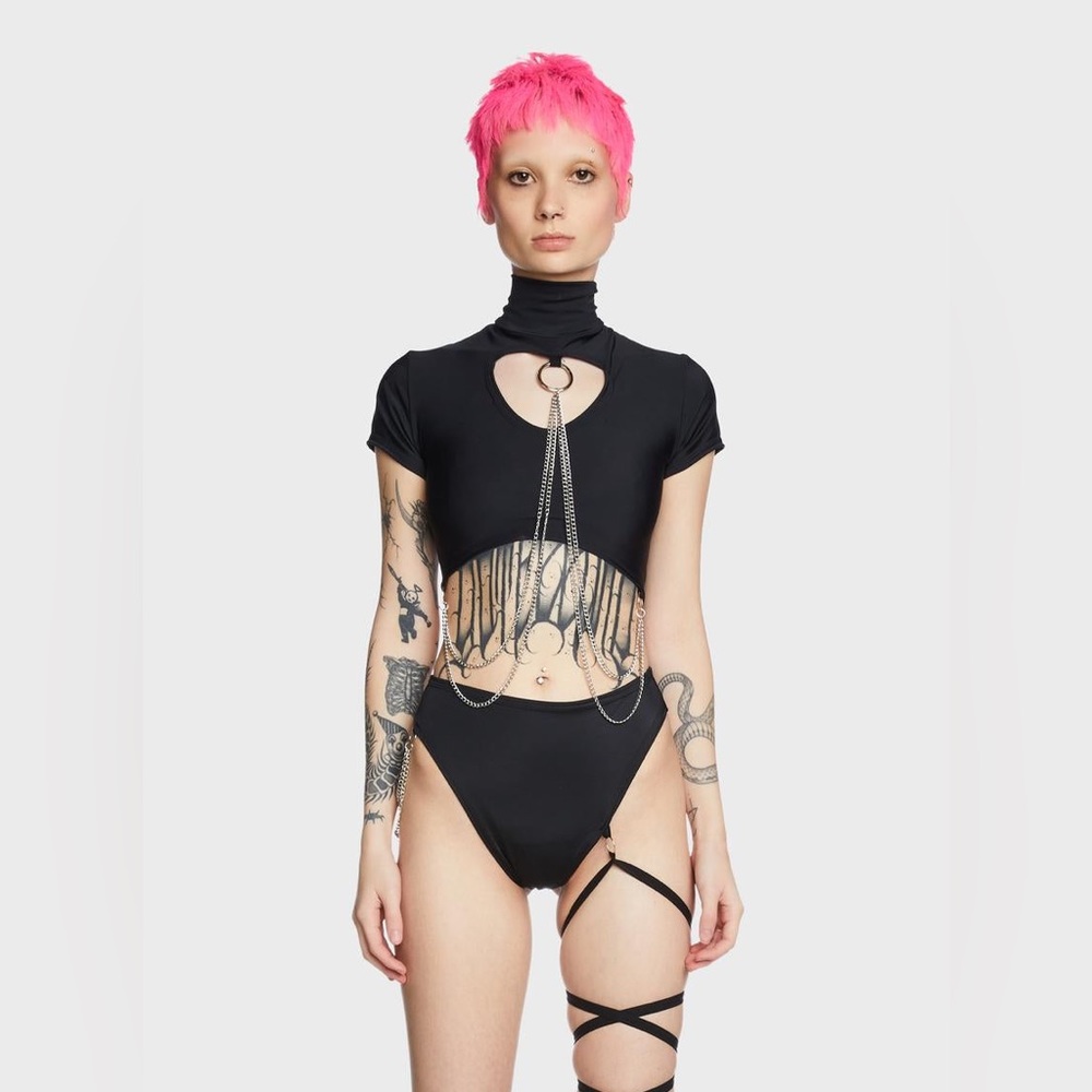 The Lyte Couture Mock Chain Crop Top- Dolls Kill
